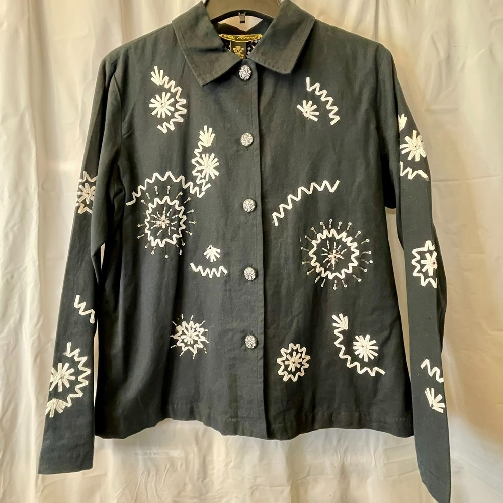 Vintage MIRASOL Embroidered Celestial "Art-to-Wear" Jacket / Shacket; Size Large